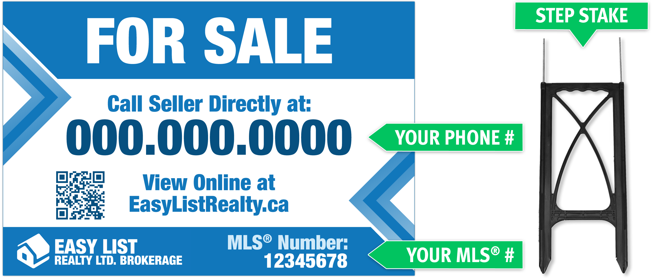 Breakdown of Main Lawn Sign with Step Stake