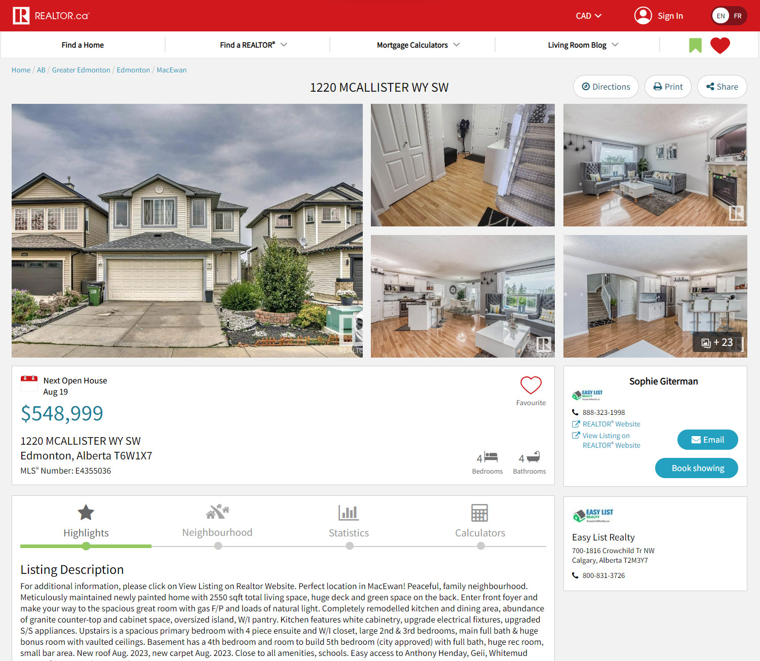 REALTOR.ca MLS listing example