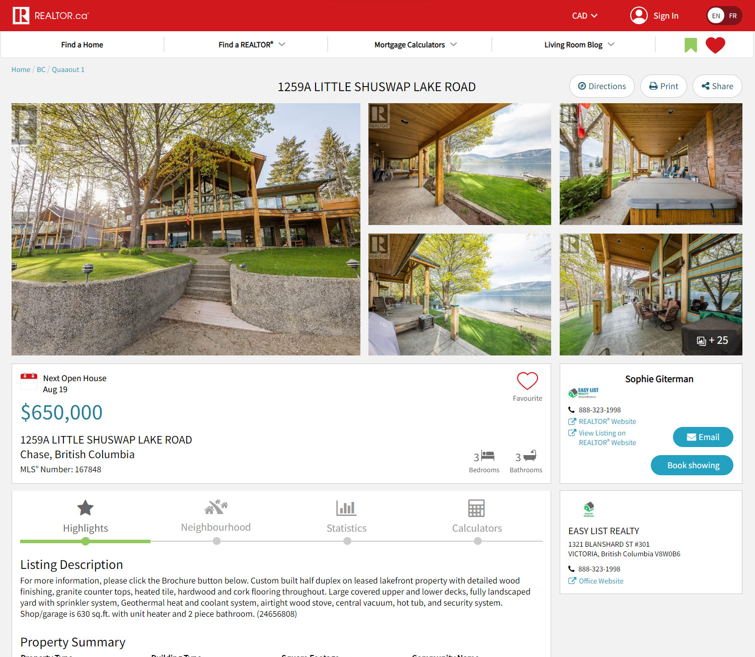REALTOR.ca Screenshot of Flat Fee Listing